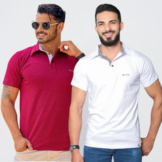 Gola Polo Camisa Premium Slim Lisa Casual Tecido Que não Encole Malha Top de Linha em Oferta na Shopee