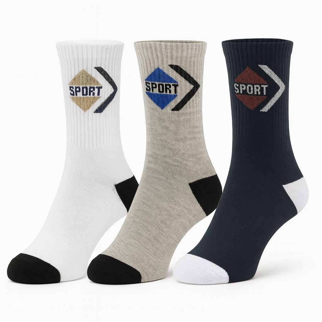 Kit 3 Meia Masculina Masculinas Cano Longo 60% Algodão e 40% Poliéster