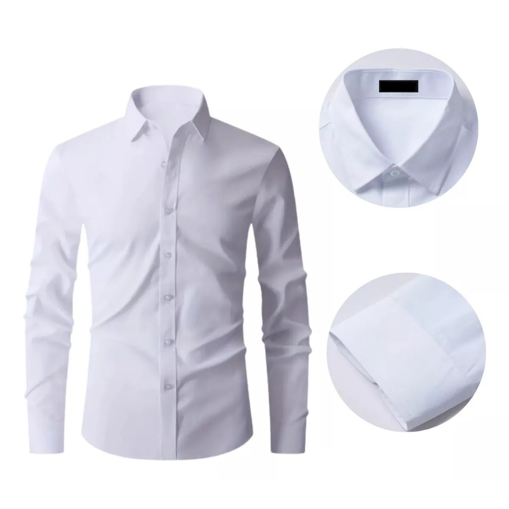 Camisa Social slim Masculina - Manga Longa em Oferta na Shopee