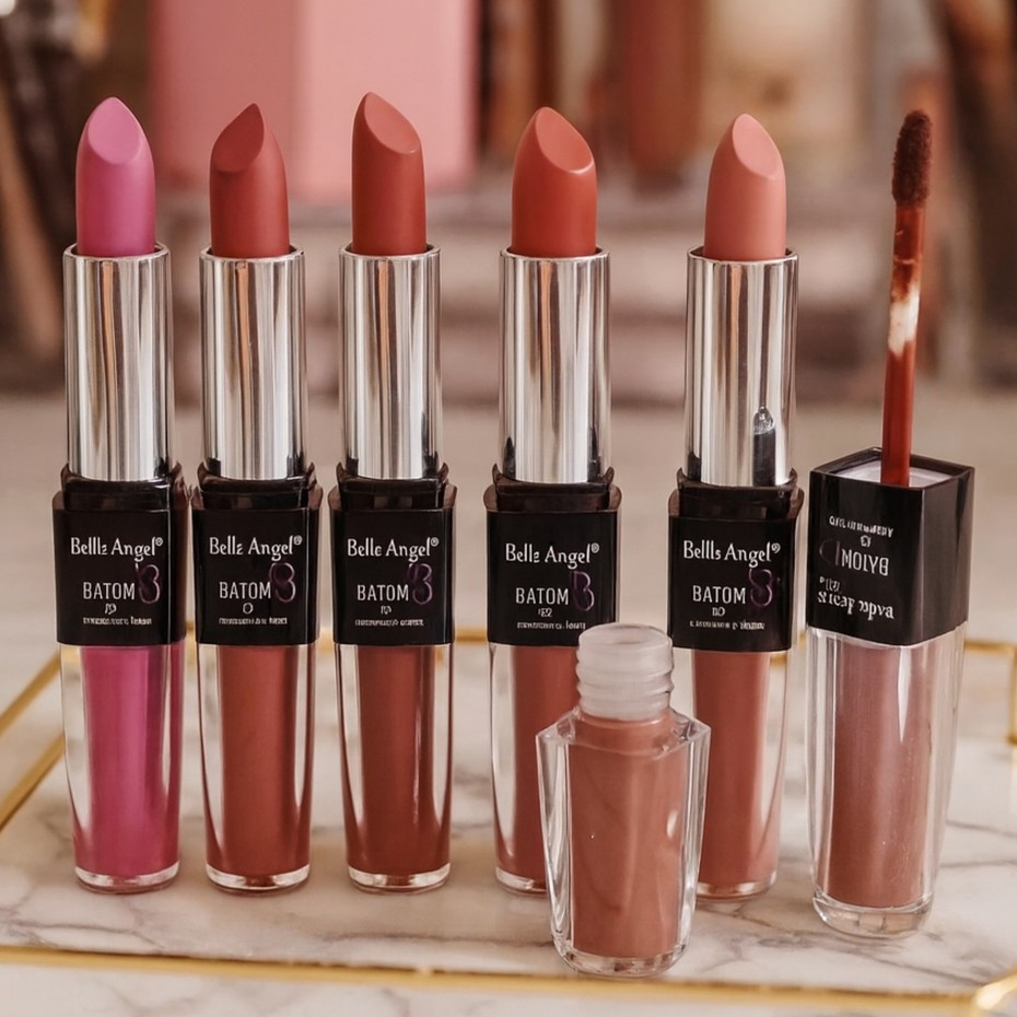 BATOM MATTE E LÍQUIDO 2 EM 1 BELLE ANGEL - FIXAÇÃO FORTE em Oferta na Shopee