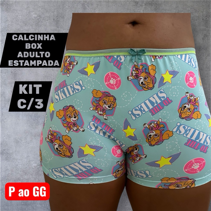 Kit 3 Calcinha Box Adulto Microfibra Com Forro Estampada ou Lisa Tecido Frio em Oferta na Shopee