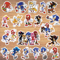 20 Adesivos Sonic em Vinil a Prova D'água