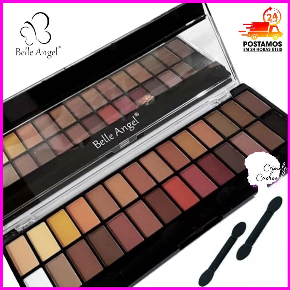 Paleta De Sombras 28 Cores Matte Alta Pigmentação Nude Profissional Marrom Belle Angel - B013 -1 em Oferta na Shopee