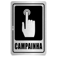 Placa Campainha Sinalização Aço Escovado 10x15cm PS 1mm