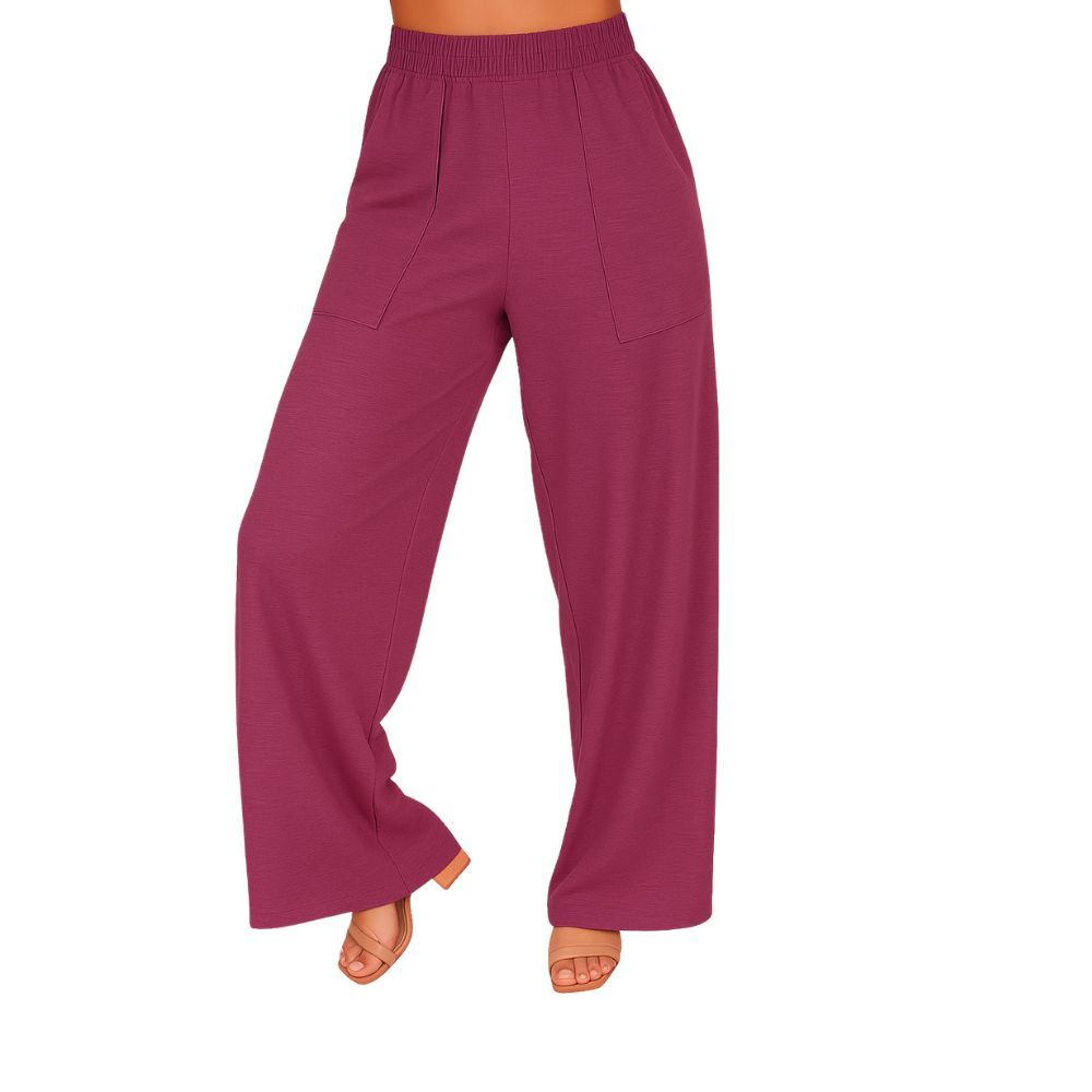 Kit 3 Calça Feminina Wide Leg Pantalona Cintura Alta com Bolso de Moletinho Inverno