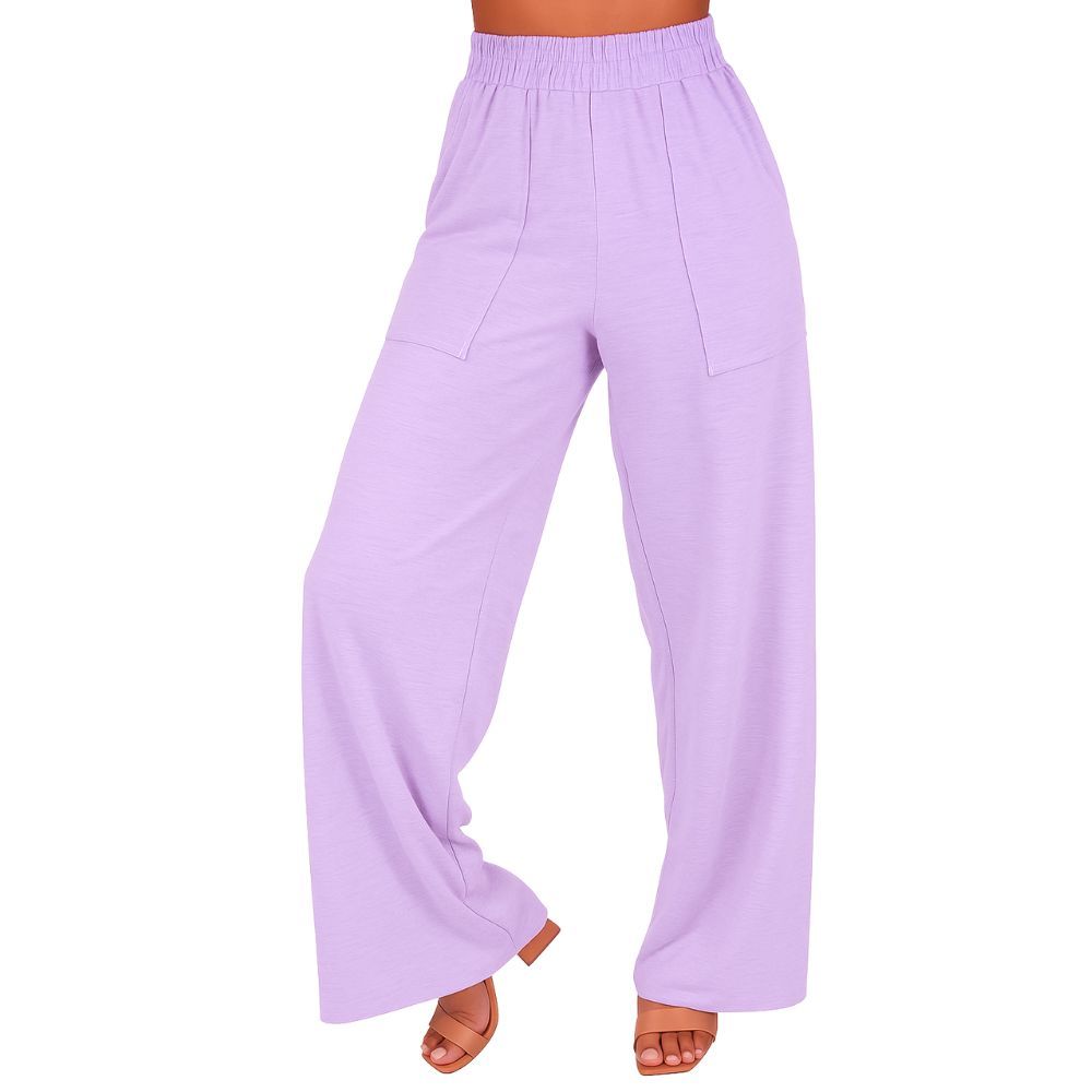 Kit 3 Calça Feminina Wide Leg Pantalona Cintura Alta com Bolso de Moletinho Inverno