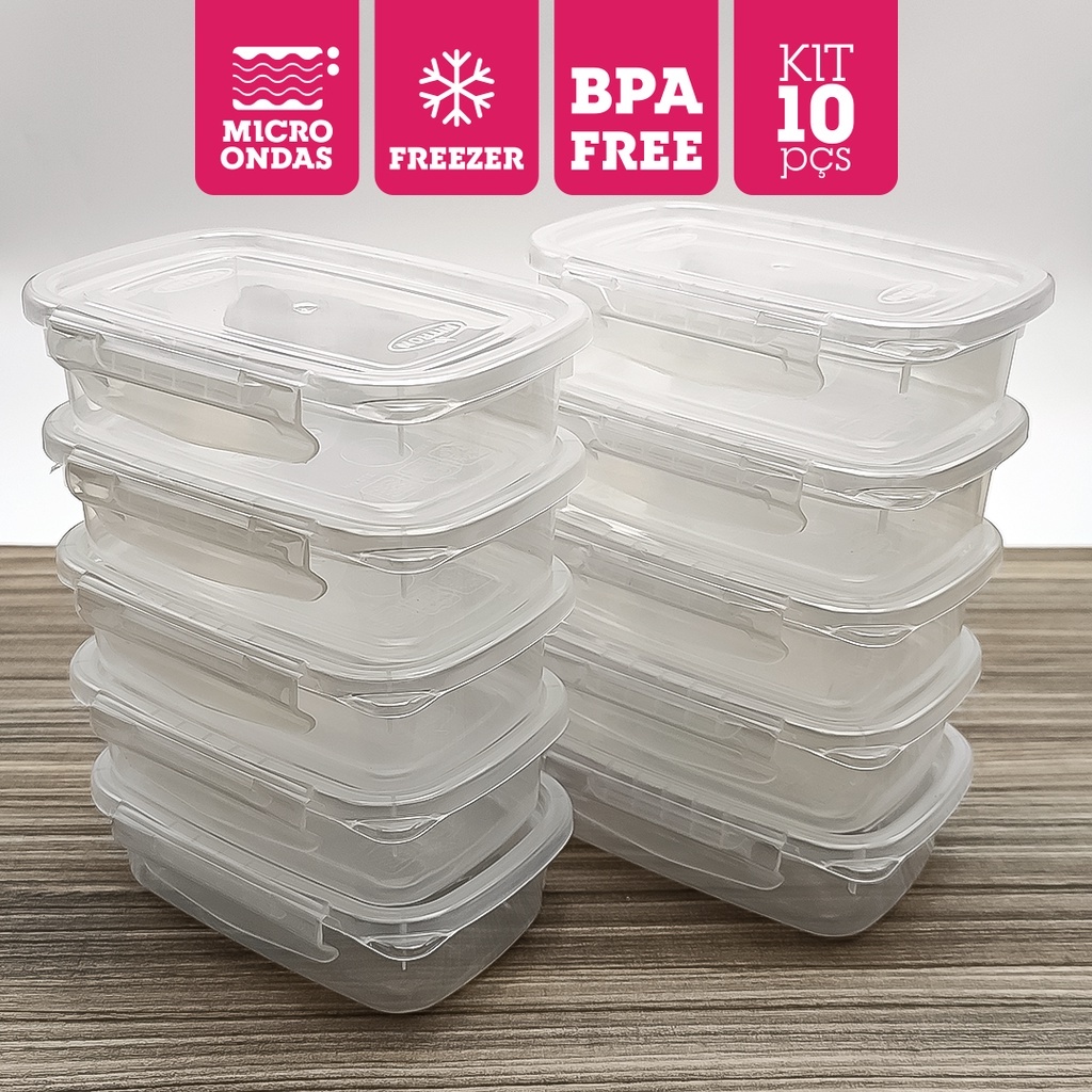 Kit 10 Potes Raso Pequeno Com Travas 270 Ml Nitron