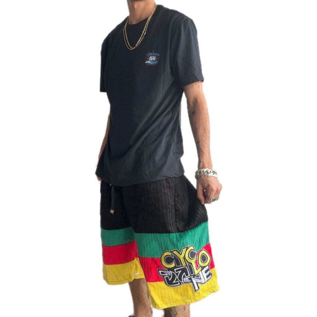 Kit Bermuda Da Cyclone Veludo Mandrake + Camiseta Algodão