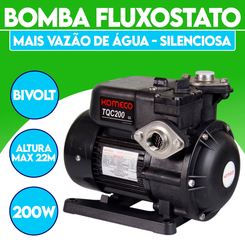 Bomba Automática Fluxostato Casa Cisterna Tqc 200 Komeco