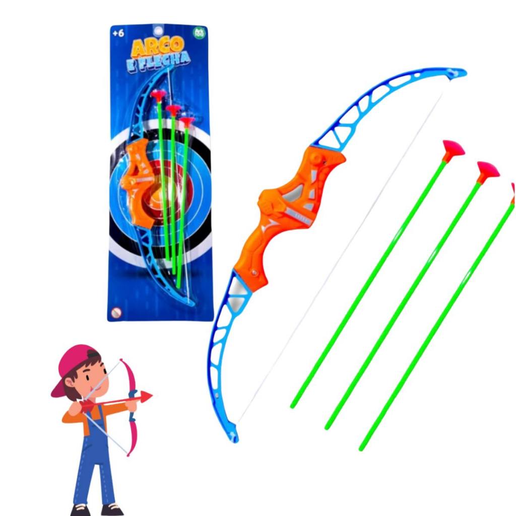 Brinquedo Arco e Flecha Infantil Lanterna Verde 4 Flechas Criança Divertido Gruda Na Parede NF