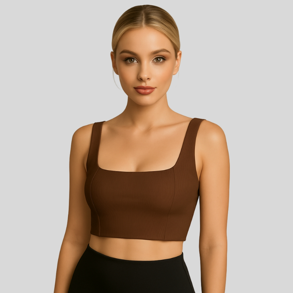 Top Feminino Academia Ribana Canelada Tecido Duplo | Conforto e Efeito Modelador