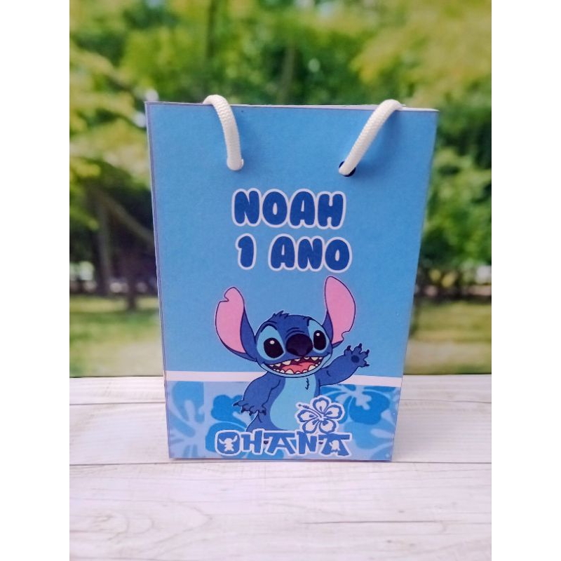 PEGUE E MONTE - Sacolinhas Stitch personalizadas tamanho P/ lembrancinhas - Sacolinhas - Aniversário