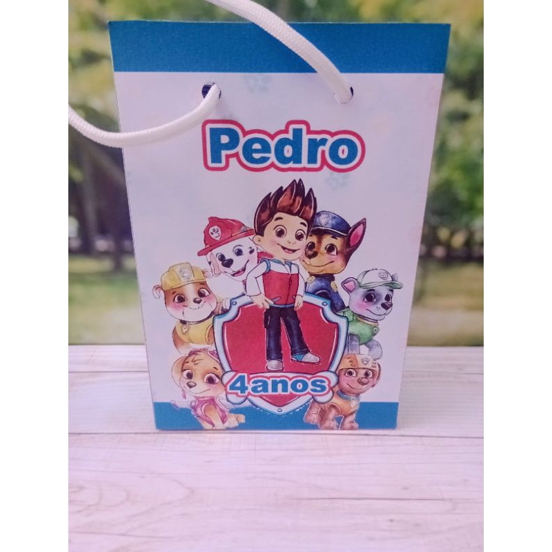 PEGUE E MONTE - Sacolinhas Patrulha Canina aquarela personalizadas tamanho P/ lembrancinhas - Sacolinhas - Aniversário