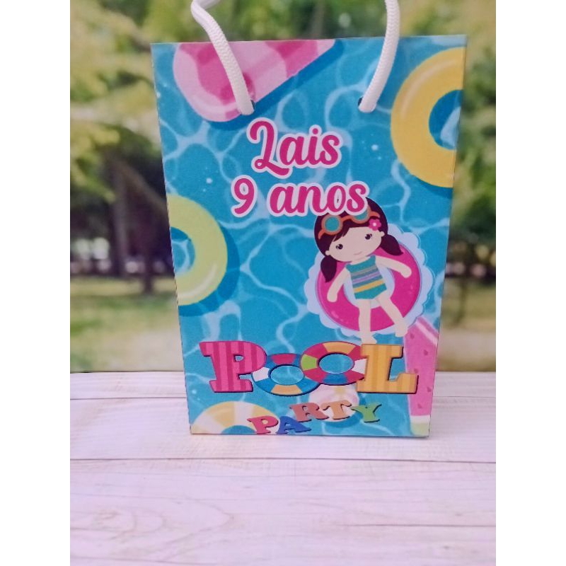 PEGUE E MONTE - Sacolinhas Pool Party Menina personalizadas tamanho P/ lembrancinhas - Sacolinhas - Aniversário