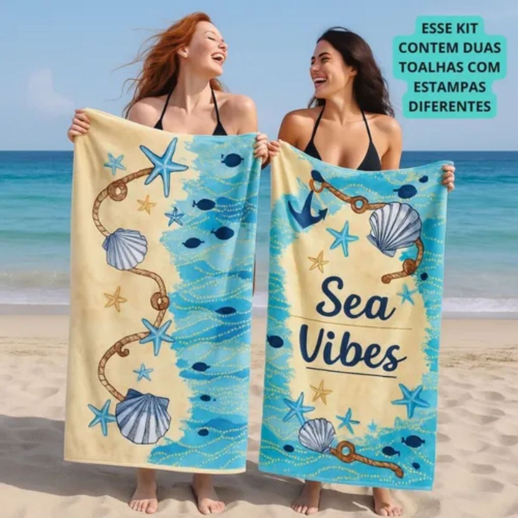 Kit 2 Toalhas Lepper Aveludadas de Praia Piscina Banho Estampada Búzios Maragogi Verão em Oferta na Shopee