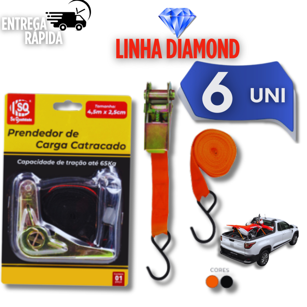 KIT 6 PRENDEDOR DE CARGA CATRACADO TAMANHO 4,5 X 2,5 CM CAPACIDADE DE TRAÇAO ATE 65 KG