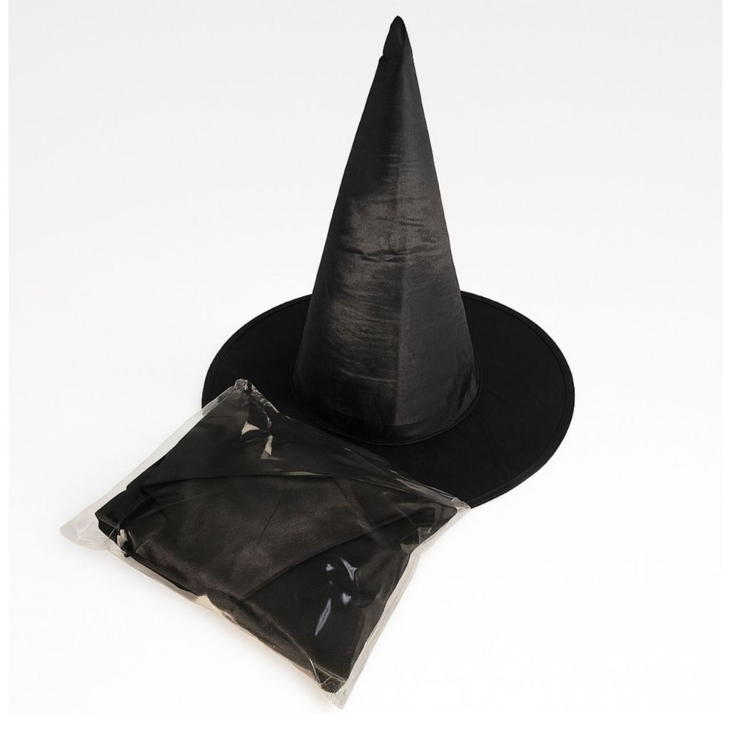 Chapeu bruxa Bruxinha Infantil Com capa preta e capuz
