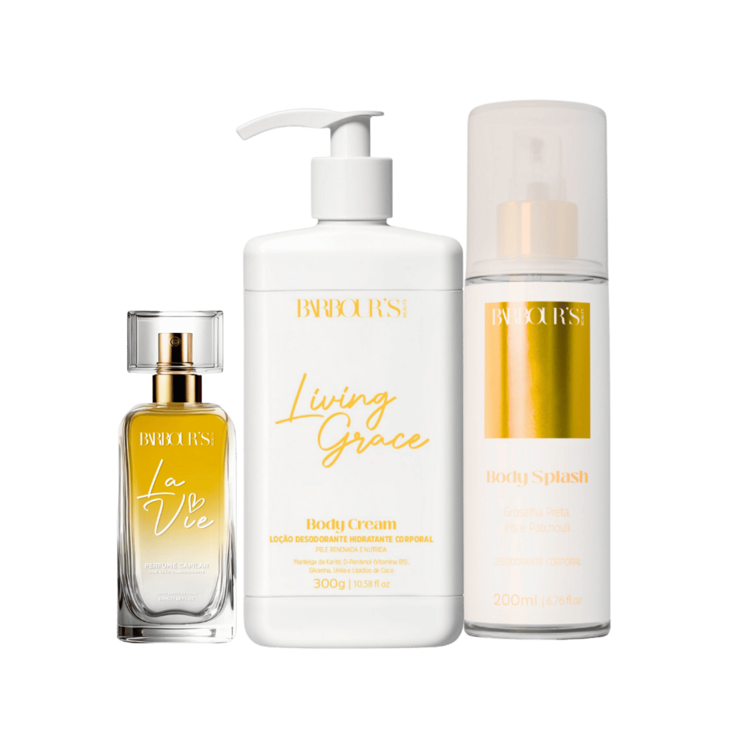 Kit Body Splash Hidratante Corporal Perfume Capilar Living Grace Barbour's Beauty em Oferta na Shopee