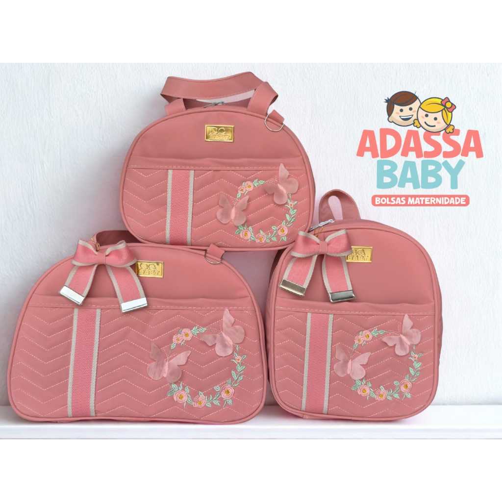 kit de  bolsa Maternidade e Mochila borboleta  (3 Peças)