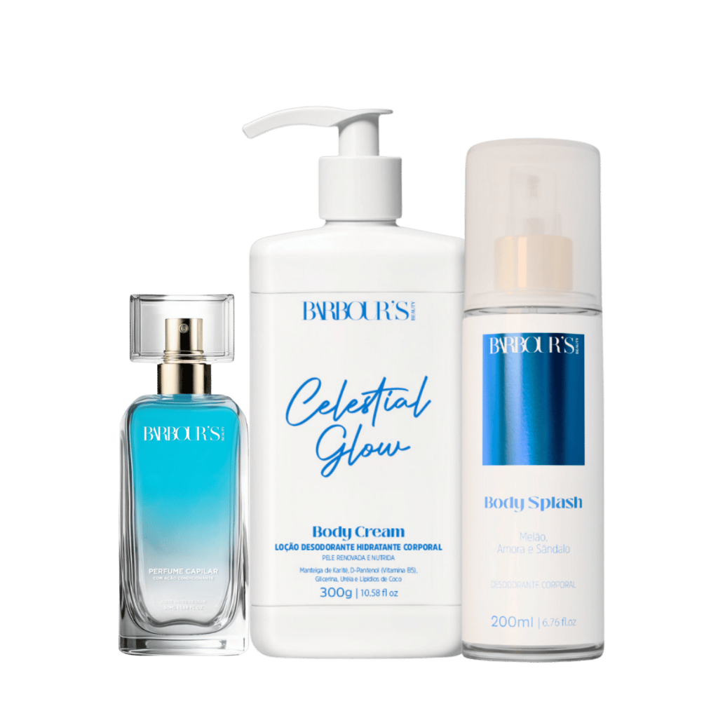 Kit Body Splash Hidratante Corporal Perfume Capilar Celestial Glow Barbour's Beauty em Oferta na Shopee