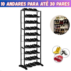 Sapateira Vertical Organizadora Para até 30 Pares com 10 Prateleiras Para Todo Tipo de Calçado