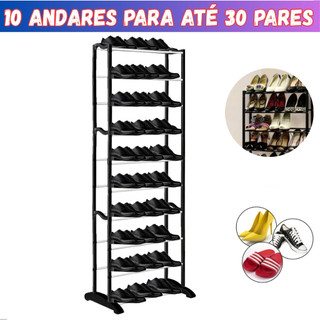Sapateira Vertical Organizadora Para até 30 Pares com 10 Prateleiras Para Todo Tipo de Ca…
