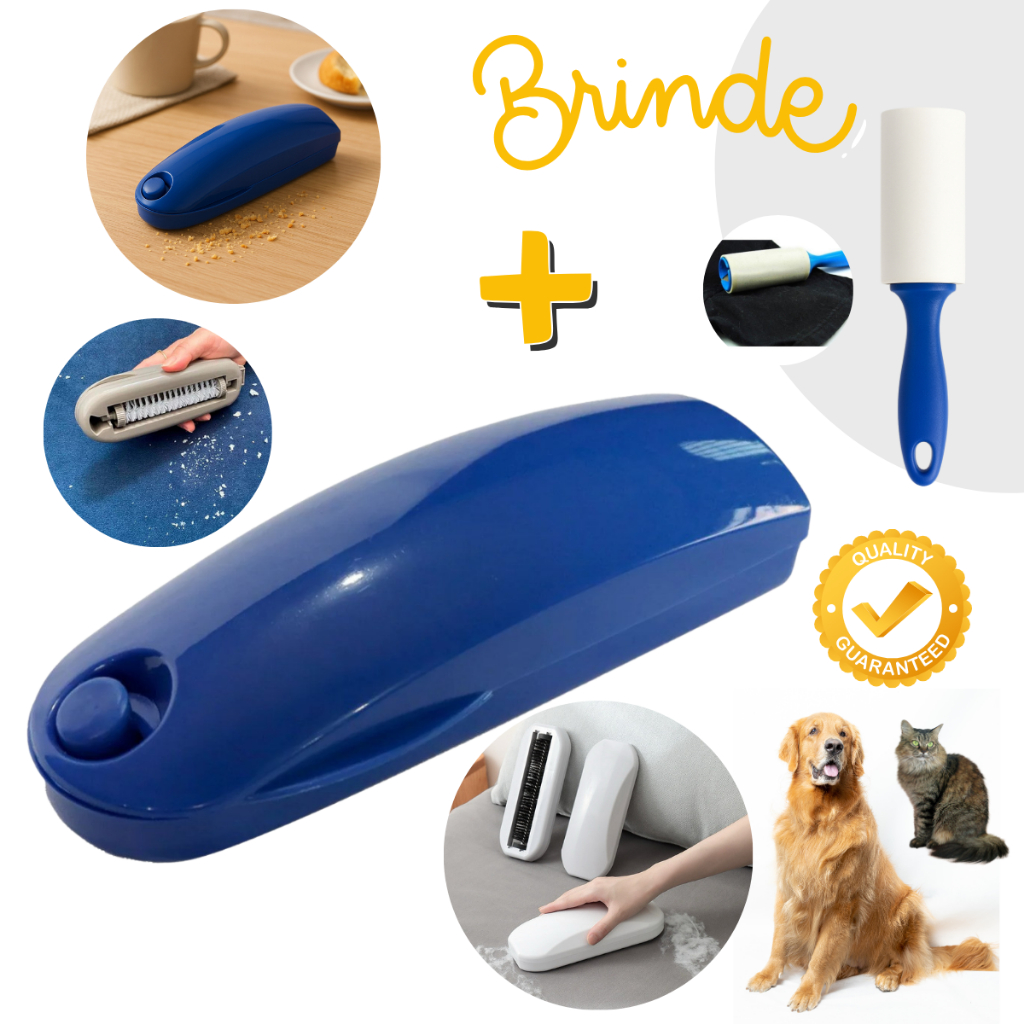 Vassoura Papa Migalhas Pega Poeira Pelos Fiapos Limpa Estofados CamaToalhas e BRINDE ROLO TIRA PELO em Oferta na Shopee