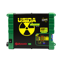 USINA Inversor 600W Onda Senoidal Pura, Off-Grid, Entrada 12VDC, Saída 120VAC, Pico 1200W