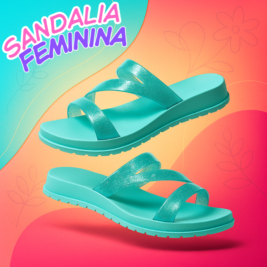 Sandália Feminina 3 Tiras Confortável Leve Casual Estilosa Moda Verão Tendência