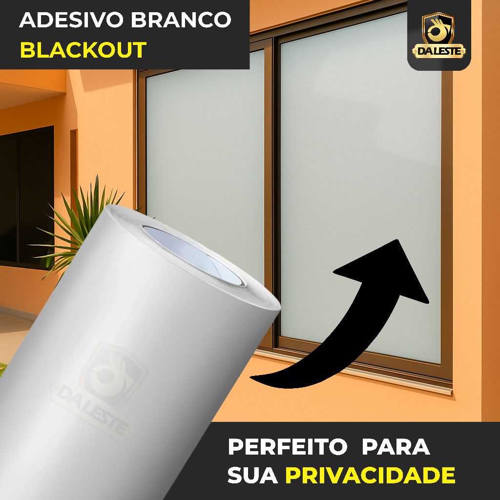 Película Adesiva Vinil Branco Blackout Para Vidro Janela Box Porta Vidros Pode Molhar