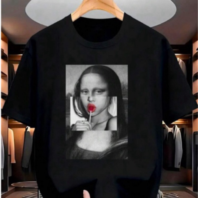 Camiseta Unissex Streetwear Mona Lisa Retrô Estampada Caqui Estilo Urbano Criativo e Exclusivo