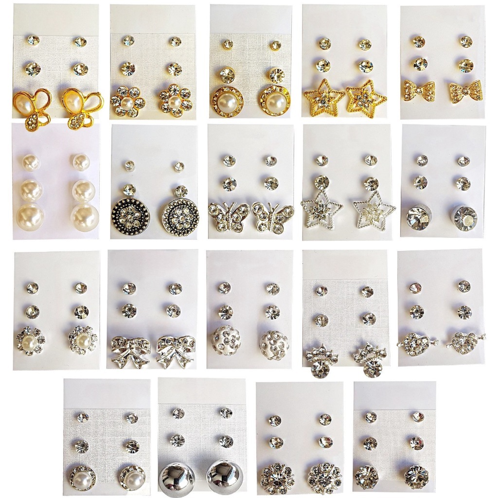 Brincos Bijuteria 30 PARES,PONTO DE LUZ, Kit 10 CARTELAS 3 Pares cada