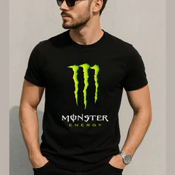 Camiseta Masculina Casual Estampada Monster Energy Estilosa Leve Macia de Algodão Envio Imediato!