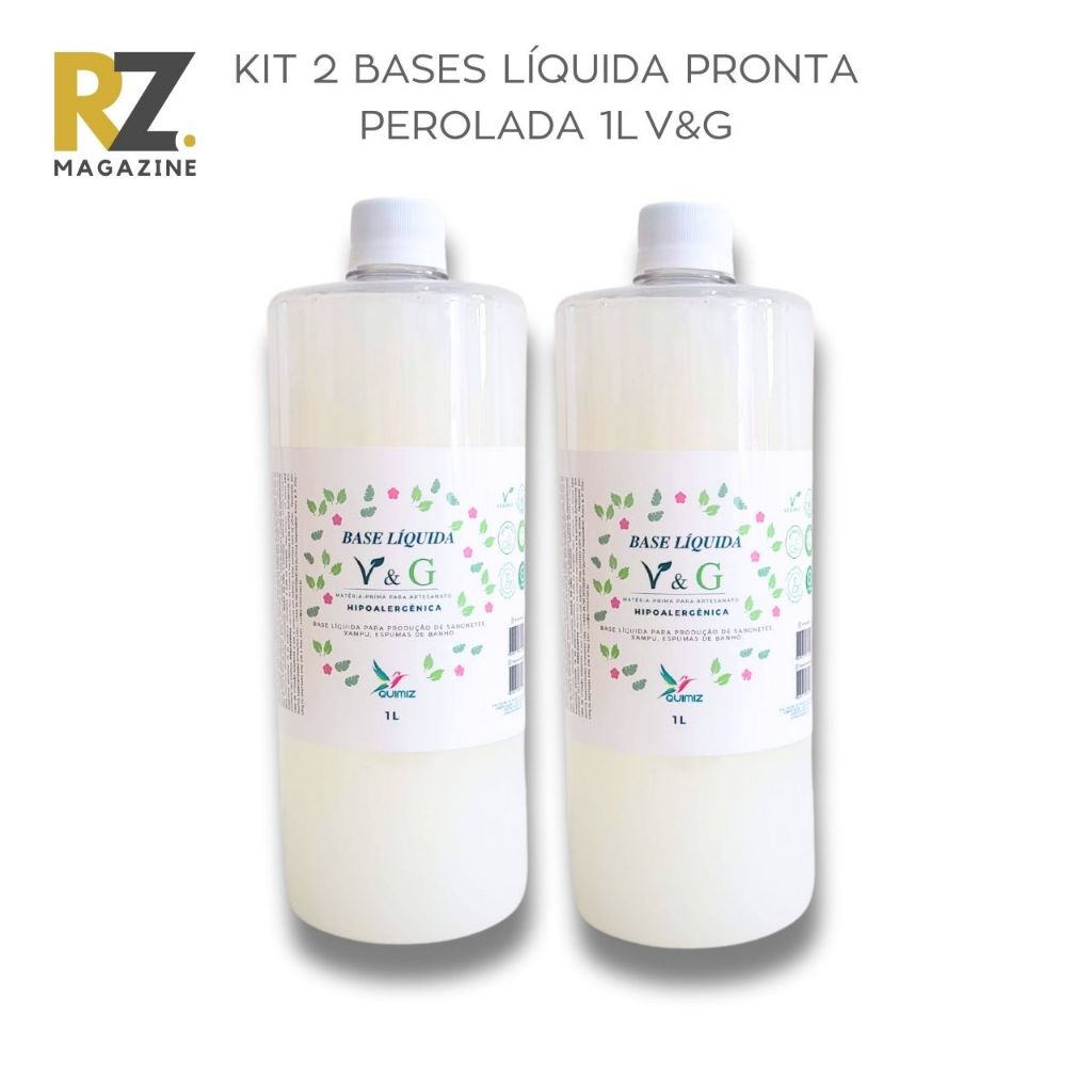 Kit c/ 2 Bases Sabonete Líquido Pronta Hipoalergênica Perolada p/ Sabonete e Shampoo - V&G  1 Litro