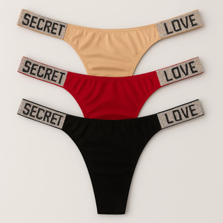 Kit Calcinha Feminina Fio Dental Sexy Strass Secret Love Brilho Kit Luxo Sortido Premium Lingerie em Oferta na Shopee