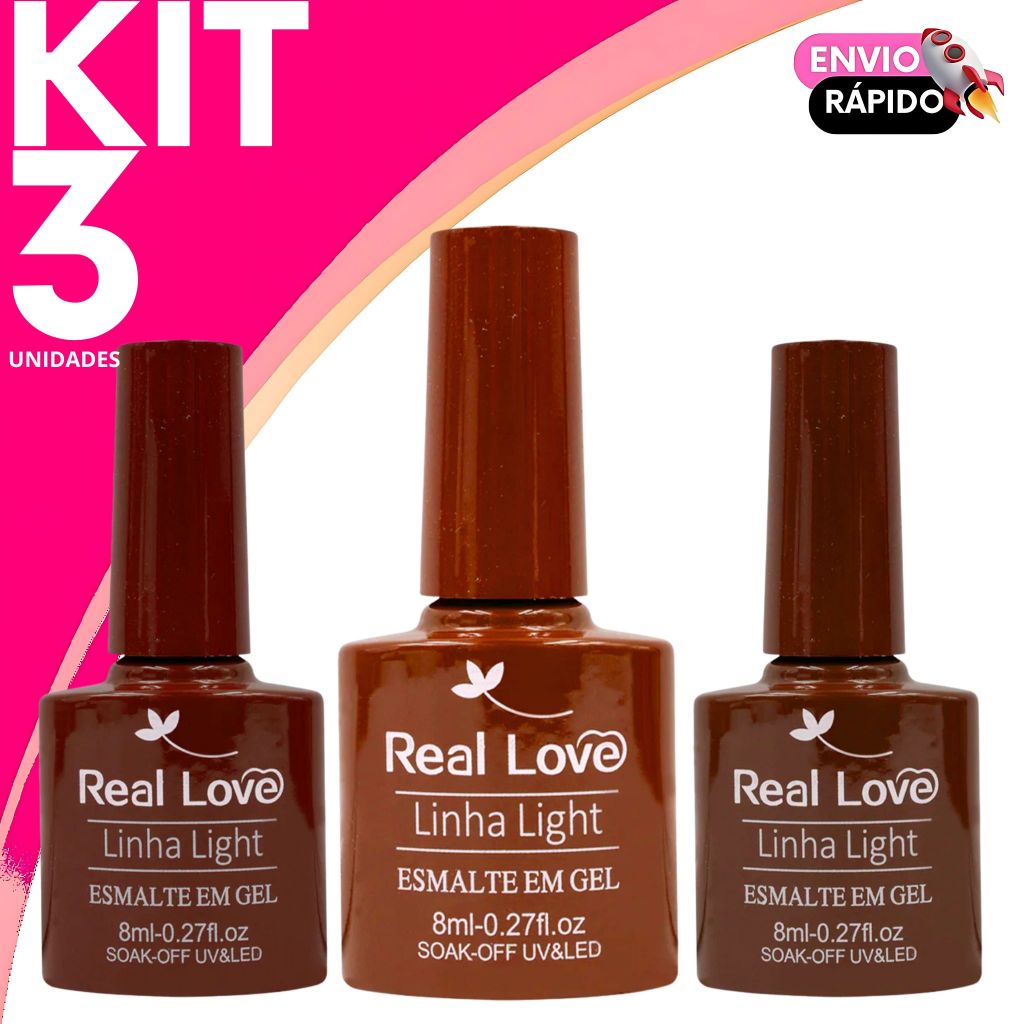 Esmalte em Gel Real Love Tons de Marrom Linha Light Color Secagem Rápida - 8ml em Oferta na Shopee