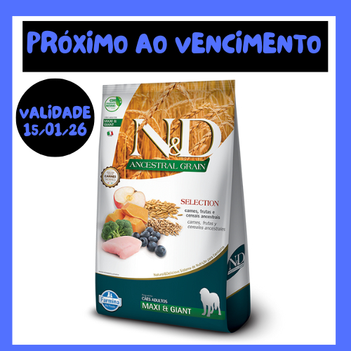 Ração 15kg N&D Ancestral Selection Cães Adultos Raças Grandes