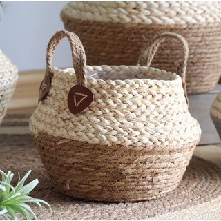 Cesto Palha Artesanal Vaso Cachepot Natural Decoração Flores