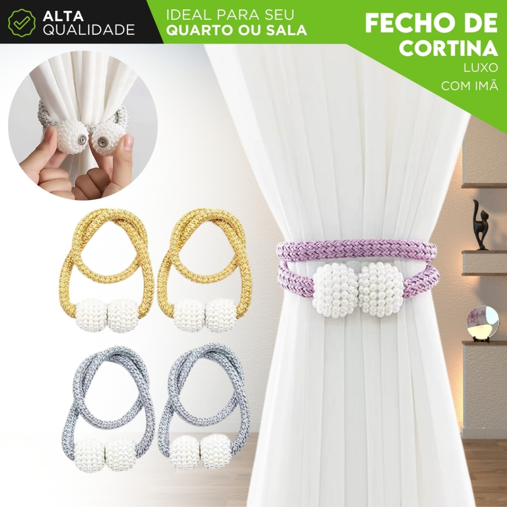 Prendedor de Cortina Magnético com Pérolas Luxo Fecho Decorativo com Imã Elegante e Prático - NL em Oferta na Shopee