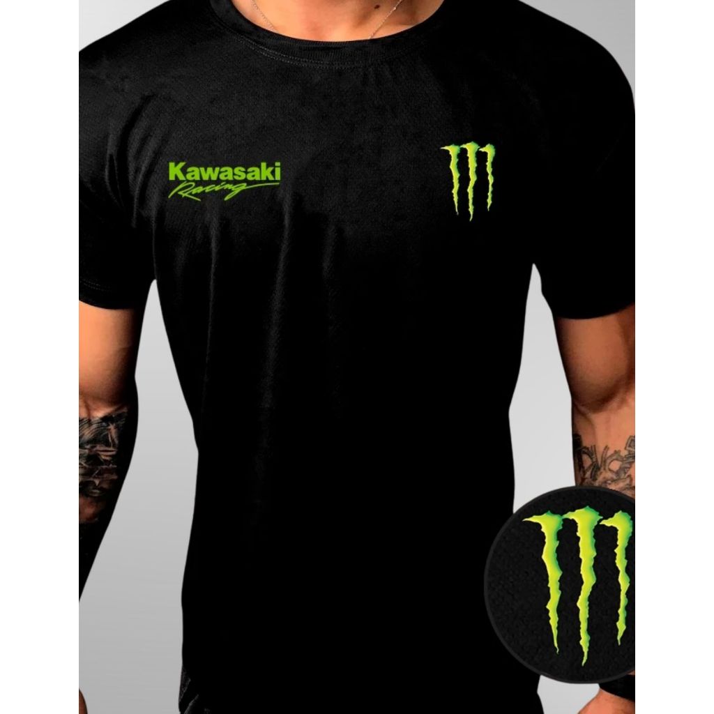 Camisa Dry Fit  Masculina - KAWASAKI MONSTER 01 - Corrida, Academia CrossFit, Ideal Para Treinos