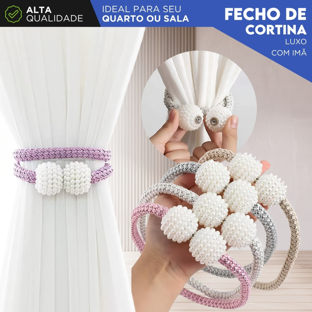 Prendedor de Cortina Magnético com Pérolas Luxo Fecho Decorativo com Imã Elegante e Prático - BC em Oferta na Shopee