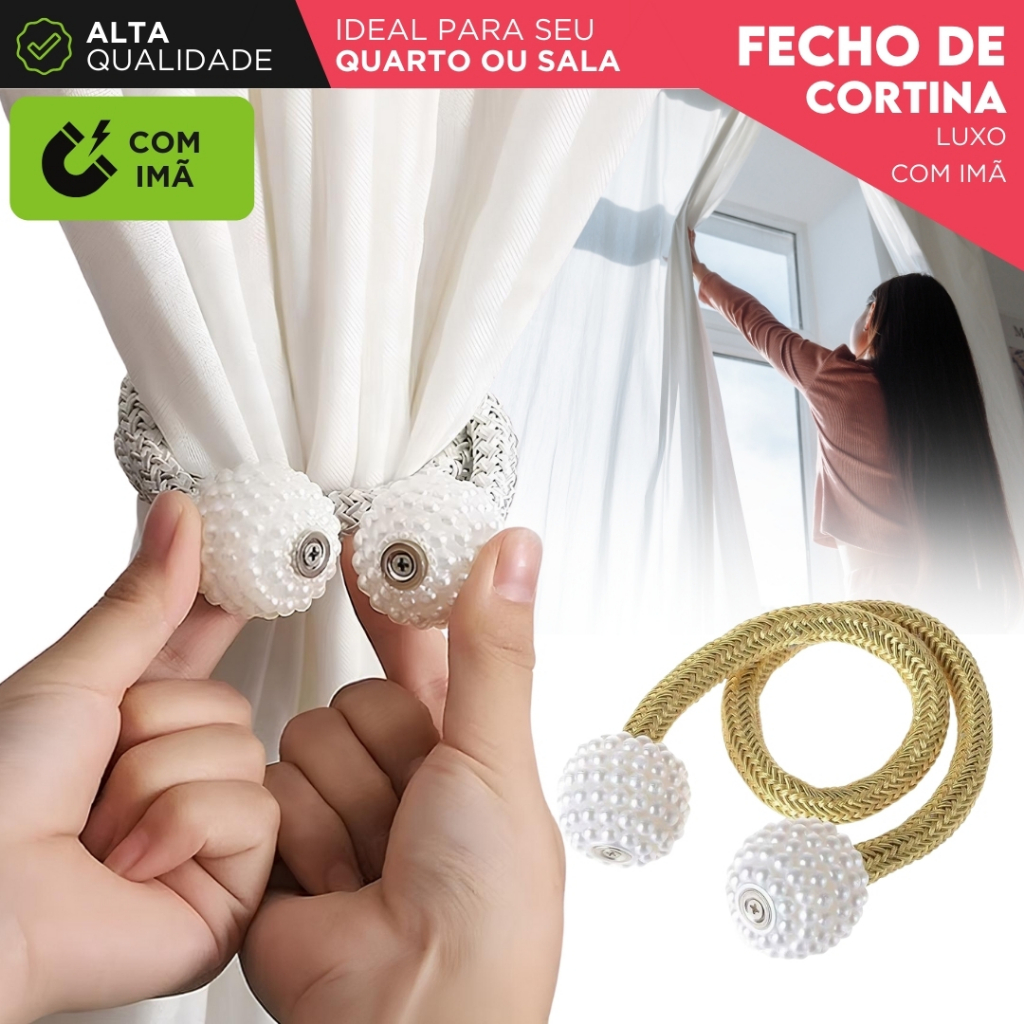 Prendedor de Cortina Magnético com Pérolas Luxo Fecho Decorativo com Imã Elegante e Prático - SH em Oferta na Shopee