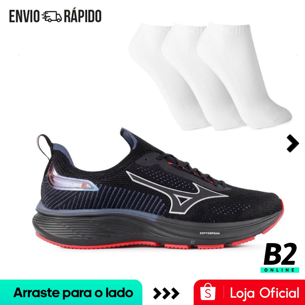 Tênis Mizuno Cool Ride 3 Masculino + 3 Pares de Meias Original Com Nota Fiscal e Garantia em Oferta na Shopee