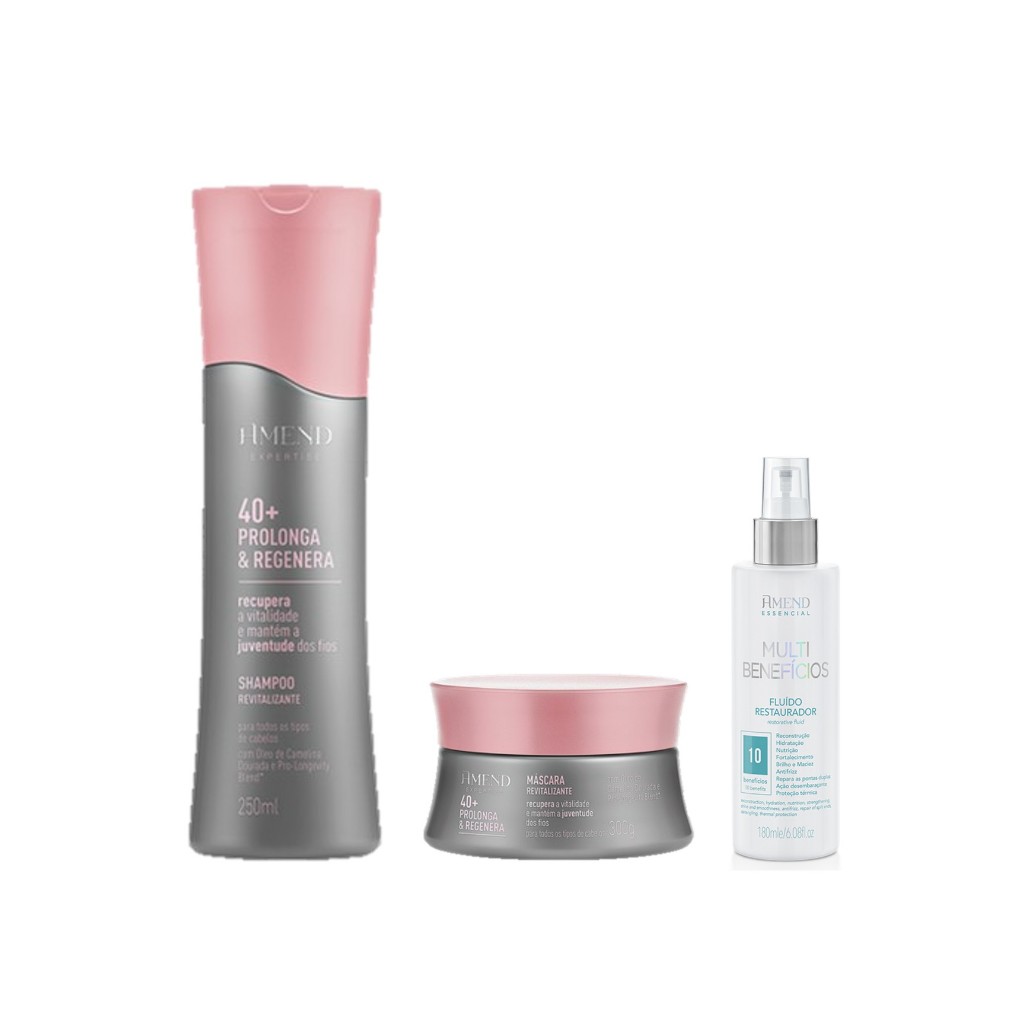 Amend Kit Expertise 40+ Prolonga e Regenera Shampoo 250ml + Máscara 300g + Fluído Restaurador 180ml