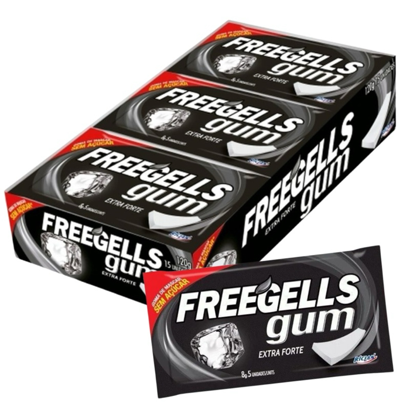 Chiclete Freegells Gum Extra Forte 15uni - Zero Açúcar Sem Glúten