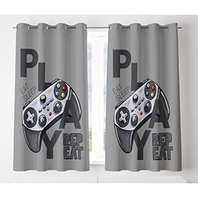 CORTINA INFANTIL PARA JANELA GAME PLAY GAMER ILHÓS TECIDO ESTAMPADO