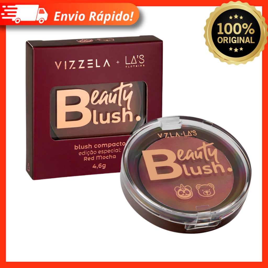 Blush Compacto Beauty Blush Red Mocha Vizzela + La's - Tom Marrom Avermelhado