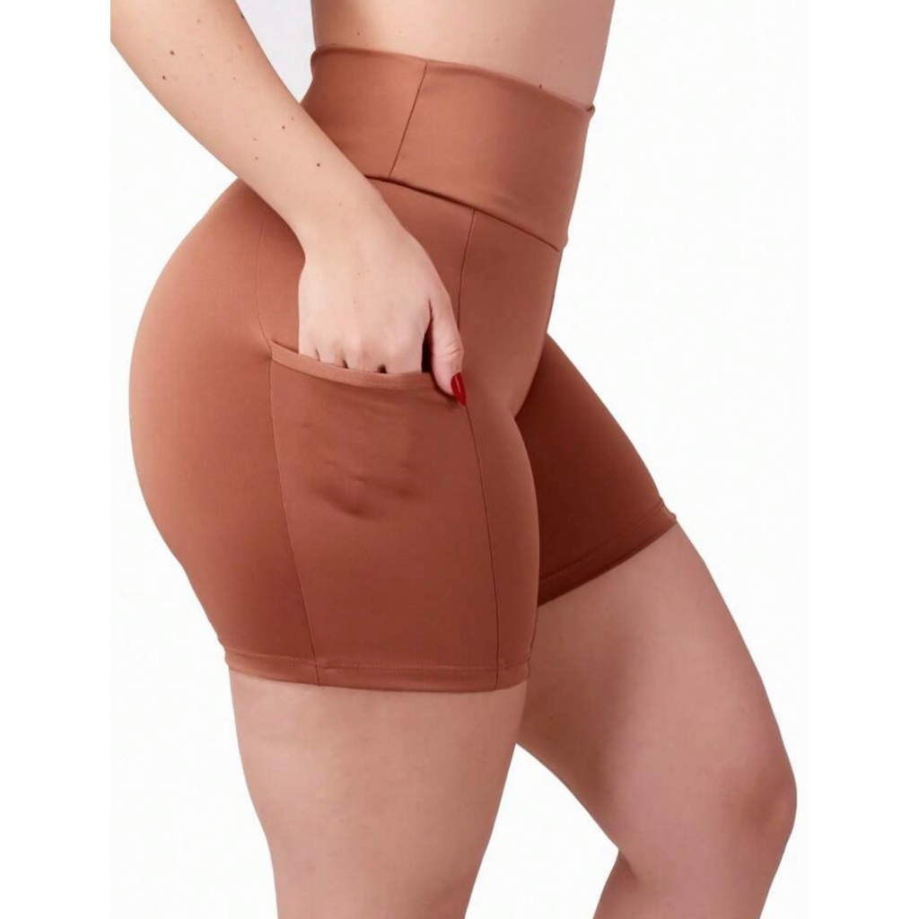 Short Legging com BOLSO fitness levanta bumbum modeladora  poliamida ideal para Academia pilates e ginastica em Oferta na Shopee