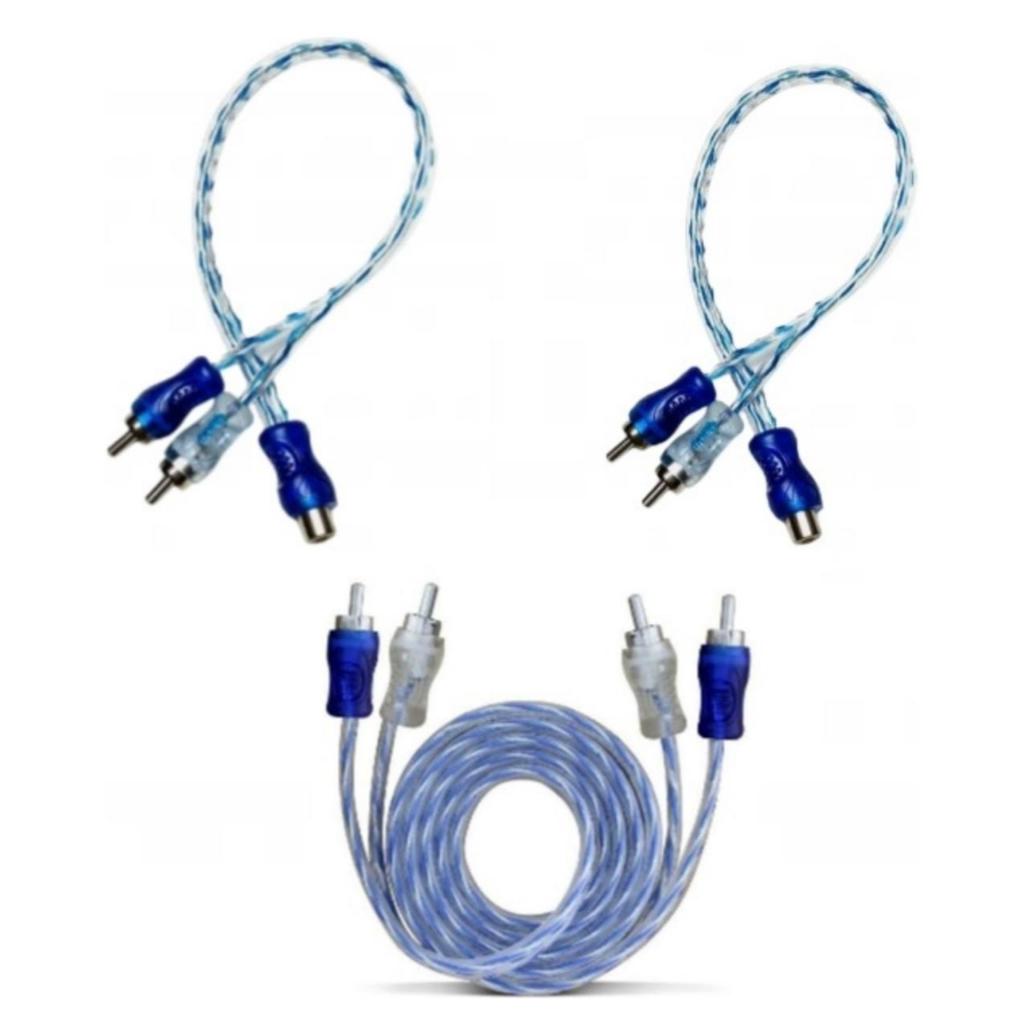 Kit 1 Cabo Rca 1,5m E 2 Cabo Y 2 Macho 1 Femea Espiral Cristal Flexivel permak