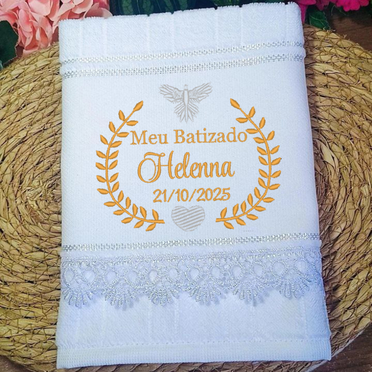 Detalhes do Toalha Bordada Personalizada para Batismo Batizado CAtólico Religioso Ou Apresentação no Altar